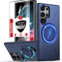 IYTRRYH for Samsung Galaxy S22 Ultra Case with 360°Rotatable Invisible Magnetic Stand Ring[Compatible with MagSafe] [1*Screen Protector] for S22 Ultra Phone Case Military-Grade Shockproof Slim Blue