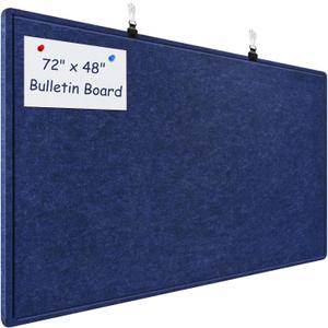 Large Bulletin Board - 72 x 48 Inches, Large Felt Board Decorative Pin Board for Wall, Foldable Photo Board, Lightweight Durable Pin Board for Home, Office, School, Classroom, Kitchen (Dark Blue)