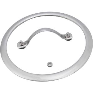 7 Inch Flat Clear Glass Pot Lid for Frying Pan Replacement Cover Can Withstand 428F with Stainless Steel OD 7.8" ID 7.07",Beveled Edge Polished Silver