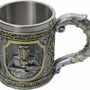 Rite Edge Knights Templar Mug 500-600ml - Resin & Stainless Steel - Unique Medieval Templar Design - Handcrafted Collectors Mug - Ideal for History Buffs & Fantasy Fans (16.9 Ounces)