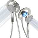 PRIMSOPH Shower Head Handheld Spray Combo 10 Mode Spray Settings Magnetic 2-in-1 High Pressure Dual Showerhead Auto-Switch Round Combination, Brushed Nickel