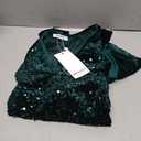 DRESSTELLS Womens Sequin Velvet Holiday Tops Glitter Sparkly Party Blouse Long Sleeve Christmas V-Neck Evening Winter Shirts L