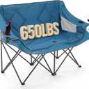 ARROWHEAD OUTDOOR Portable Folding Double Duo Camping Chair Loveseat w/ 2 Cup & Wine Glass Holder, Heavy-Duty Carrying Bag, Padded Seats & Armrests, Supports up to 500lbs, USA-Based Support, X-Large
