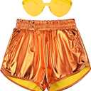 Perfashion Girls Metallic Shorts Shiny Hot Short Sparkly Party Pants & Sunglasses