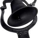 14'' Large Heavy Cast Iron Dinner Bell Antique Vintage Style Farmhouse Manually Shaking Hanging Door Bell for Outdoor Garden Patio Liberty Farm Church School