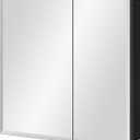 Black Bathroom Medicine Cabinet with Beveled Edge Mirrored Door 30 x 26 inch, Recessed or Surface Mount, with Adjustable Glass Shelves