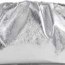 PHILOMENA Dressy Vegan Leather Clutch Purse for Women, Soft Pleated PU Evening Purse for Weddings, Proms