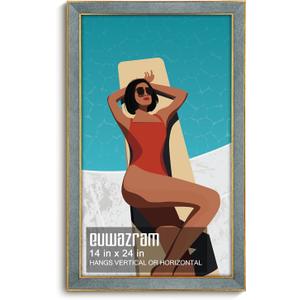 Suede 14x24 Frame - Single Frame, Christmas Elegant Gray 14 x 24 Poster Frame, 14x24 Picture Frame for Artwork Puzzles Photos and Movie Posters