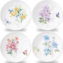 Naozinebi 4 Pcs 10 Inch Spring Theme Flower Plates Melamine Floral Dinnerware Set Reusable Melamine Spring Floral Baby Shower Plate Dishwasher Creatively Drop Resistant Cute Plastic Dish