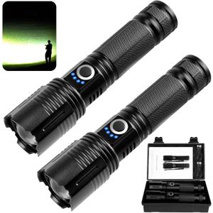 THY TRY 2 Pack Rechargeable Flashlights 90000 High Lumens, Super Bright Rechargeable Flashlights for Home, High Powered Flash Light with 5 Modes for Outdoor Activities