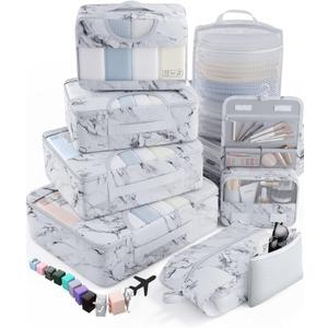 8 Set Packing Cubes for Travel Essentials, Suitcase Organizer Bags in 4 Sizes, Carry-On Luggage Accessories with Laundry Bag, Airplane Must Have, Gifts for Women Men