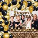 Leopard Print Party Decorations Set, Safari Theme Birthday Supplies with Balloons, Banner, Cake Topper, Tablecloth