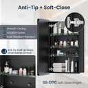16 x 24 Inch Medicine Cabinet with Mirror, Anti-Tip Acrylic Shelves All-Aluminum Rustproof, Pre-Assembled Recessed or Surface Mount, DTC Soft Close Hinge,Matte Black