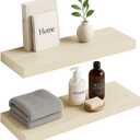 White Oak Floating Shelves for Wall, 24 in Wall Mounted Shelves Perfect for Bedroom, Bathroom, Living Room and Kitchen Decoration StorageSet of 2