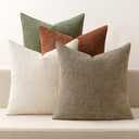 MIULEE Pack of 4 Decorative Throw Pillow Covers 18x18 Inch Brown Green Chenille Textured Throw Pillows Boho Farmhouse Rustic Accent Cushion Covers for Vintage Modern Home Decor Couch Sofa Bed