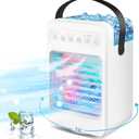 Portable Air Conditioners, Mini Air Conditioner Personal Evaporative Air Cooler with 4 Speeds 7 Colors, 600ML Portable Ac Unit Fan 2 Cool Mist Cooling Fan for Room Office Car