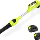 Cordless Leaf Blower, 21V Leaf Blowers, 580CFM/180 MPH Brushless Motor and 3-Speed Electric Blower, with 2 Lightweight Batteries 3.0Ah & Charger Gutter Cleaning for Garden Yard Patio