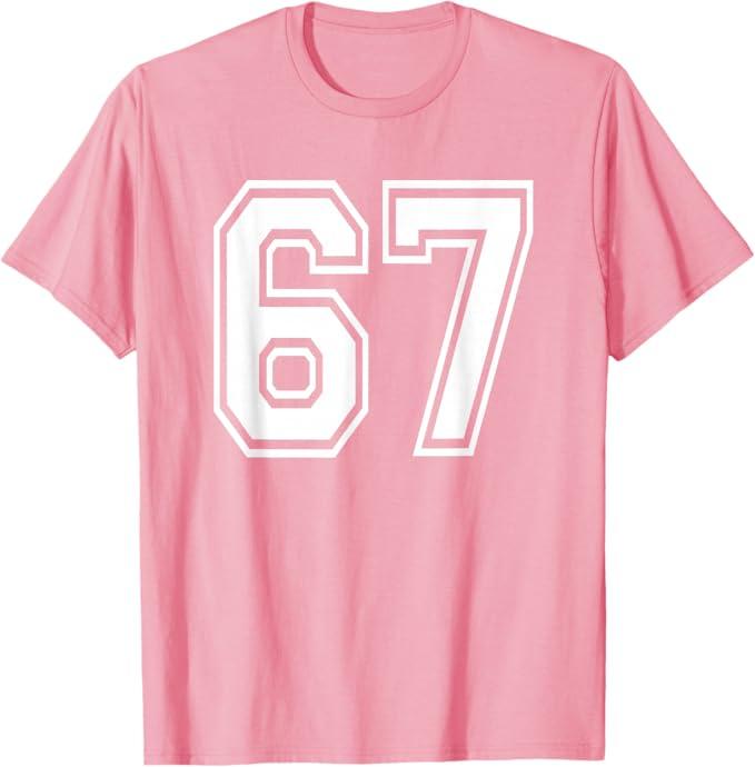 Number 67 Numbered Uniform Sports Jersey Team 67th Birthday T-Shirt, S