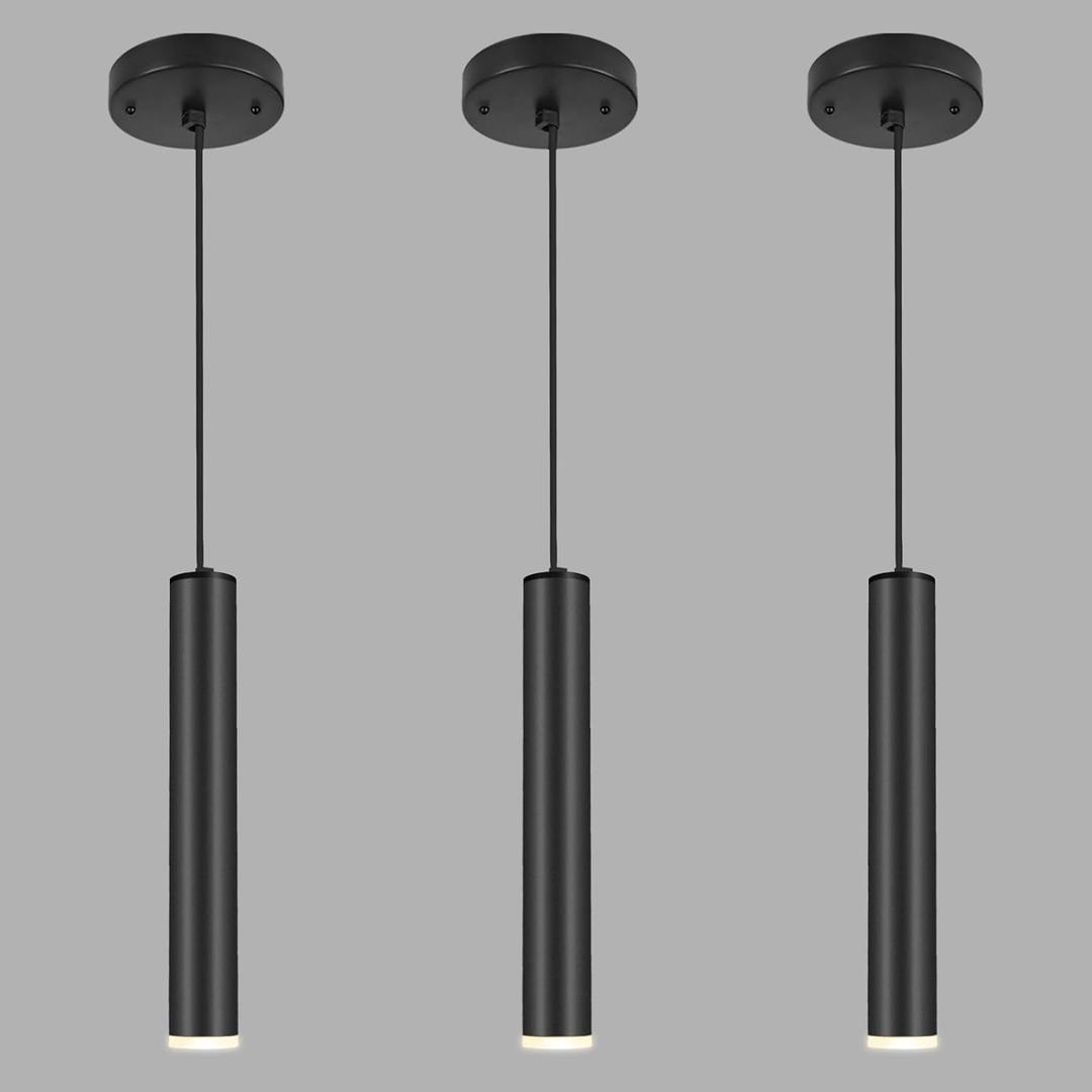 Modern Black Pendant Light Fixture for Kitchen Island, 1-Light Pendant Lighting, Lights Cord Adjustable, Matching GU10 lamp Holder,for Living Room Bedroom Dining Room, Wide Beam Angle(1 Pack)