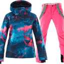 GS SNOWING Women's Ski Jackets and Pants Set Windproof Waterproof Insulated Snowsuit Winter Warm Snowboarding Snow Coat (Pink03, S)