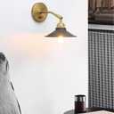 Yosoan Set of 2 Indoor Bedside Wall Sconce with On Off Switch, Hardwired Vanity Vintage Industrial Wall Mount Light, 340 Degree Angle with 7.1" Matte Black Shade for Reading Bedroom (Black-Antique)