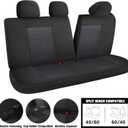 CAROMOP Premium PU Leather&Flannel Car Seat Covers Full Seats,Split Bench Compatible Car Interior Covers, Universal Fit Most Car Sedan Truck SUV(5-Seat Black/Grey)