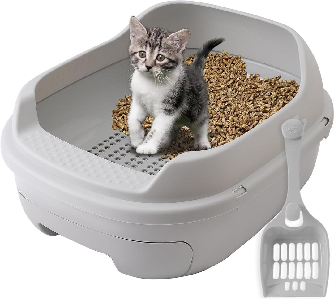 TidyFriend Sifting Cat Litter Box (Grey), Perfect for Sifting Litter Box for Pine Pellets 22 x 17.7 x 9.2 inches, Efficient sifting Litter Box System for Cats, Easy-to-Use Catbox