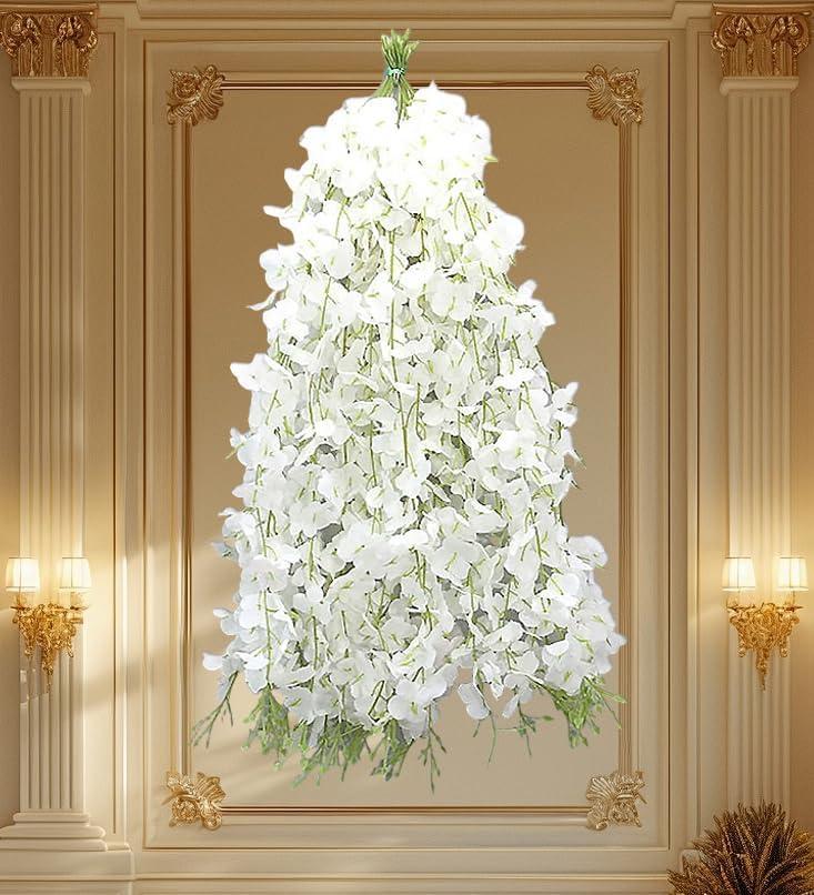 10 Pcs 60cm Wisteria Hanging Flowers, Artificial Wisteria Hanging Flowers for Wedding Decoration, Vines for Bedroom Home Wall Decor (White)