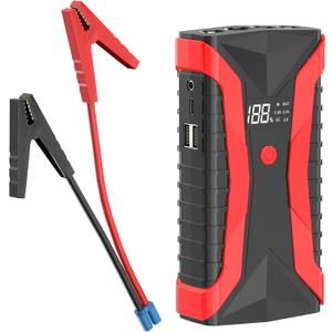 Jump Starter with Air Compressor, 5000A 160PSI Tire Inflator Portable Air Compressor (All Gas 10L Diesel Engine) with 65W Fast Charge, 12V Car Jump Starter with 4 Modes Flashlight (White)
