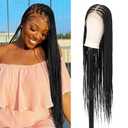 360 HD Full Lace Knotless Braided Wigs for Women Box Braid Wig with Baby Hair Premium Synthetic Natural Looking Black Braided Lace Front Wigs 36 Inch