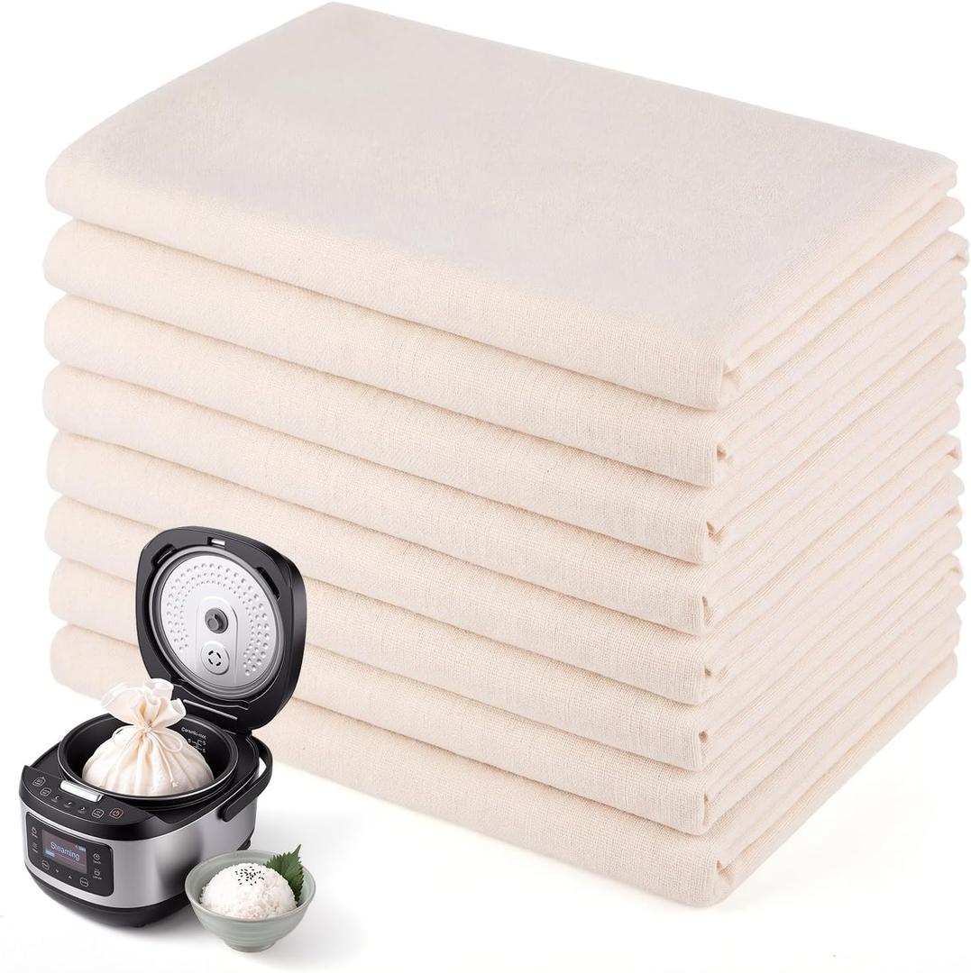 8 Pcs 43" x 43" Sushi Rice Cooking Net Non Stick Rice Cooker Napkin Reusable Cooking Steam Cloth Mat for Home, Restaurant, Camping, Commercial Cooker Accessories