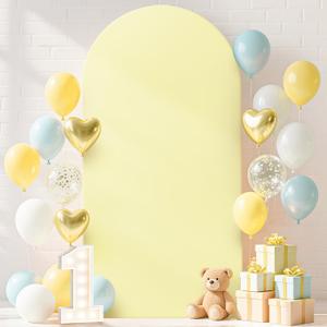 Wedding Arch Cover Spandex Arch Backdrop Cover Round Top Arch Backdrop Frame Covers 2 Sided Chiara Arches Covers Fabric Yellow Arches Cover for Arched Stand Happy Birthday Party Decor  42"x84"