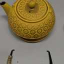 Juvale Japanese Cast Iron Teapot - Stainless-Steel Infuser & Loose Leaf Tea Pot - Superior Heat Retention Cast Iron Kettle - Elegant Floral Trivet For Home Tea Set - 800 ml, Yellow