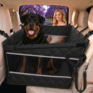 RYNVALE Hard Bottom Dog Car Seat for Large Medium Dogs Fits Cars/SUV/Truck | 500 lbs Support, Car Seat Belt, Removable & Washable Cushion, 45% More Space, Waterproof, L