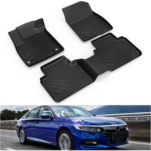 KIWI MASTER Floor Mats for 2018-2022 Honda Accord, Custom Fit All Weather Car Mats, Heavy Duty TPE Floor Liners, Front & Rear 2 Row, Black