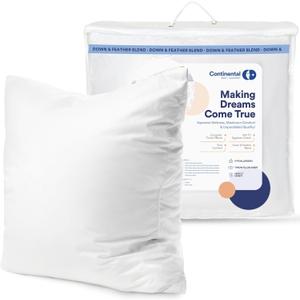 Continental Bedding | Down Alternative Throw Pillow Insert | 100% Cotton 250TC Shell | Medium Loft Decorative Cushion | 16x16 | 1 Pack (White)