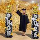 Hungdao 2 Set Prom 2026 Balloon Column Stand Kits with 174 Balloons 6.6ft Black Gold Balloon Tower Stand Kit with Base 2026 Graduation Adjustable Decorations for Grad Party Decor Supplies