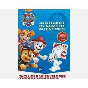 Paw Patrol 16 Sticker By Number Valentines Cards