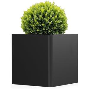 Large Metal Square Planter 26" L x 26" W x 26" H, Heavy Duty Black Large Outdoor Planters with Drainage Hole for Porch/Patio/Garden