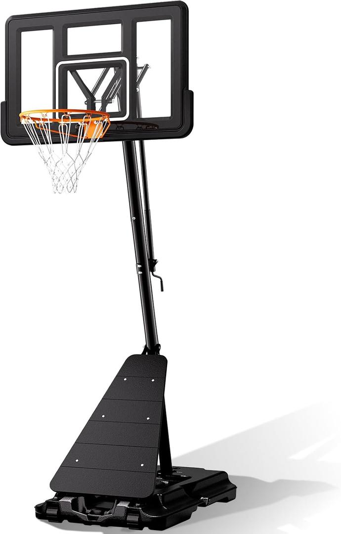 BACKYARD BLITZ Basketball Hoop,44&48in Backboard Portable Basketball Goal System, 10FT Hand-Crank Adjustable Basketball Hoop Outdoor