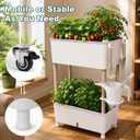 2-Tier 27.8"H Rolling Raised Garden Bed with Wheels, Self Watering Planter Box with Visible Water Level, Gray Rustproof Plastic Herb & Strawberry Planter for Indoor Outdoor Vegetables Flowers, DIY Kit