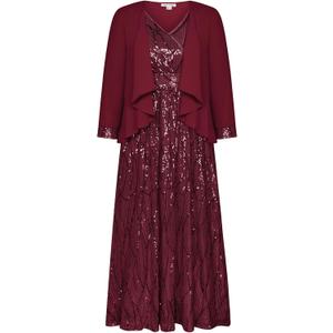 GRACE KARIN 2025 Women's Two Piece Sequin Dress with Jacket Mother of The Bride Dresses Homecoming Wedding Guest Dresses (6, Wine Red)