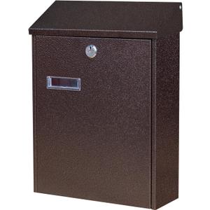 Wall-Mount Mailbox, Mailbox for Outside with View Window, Weatherproof Metal Drop Box, 12.4 x 9 x 3.35 in, Black Bronze