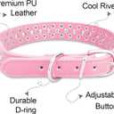 Dog Collars for Medium Dogs with Leash, Epesiri Spiked Dog Collar for Large Dogs, Girl Pink Dog Collar, Studded Rivet Pit Bull Leather Dog Collar Durable Cat Collar for Small Medium Large Pet Gift