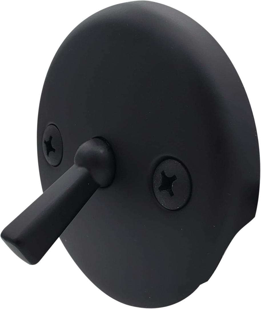 Westbrass R330-62 3-1/8" Two-Hole Bathtub Overflow Faceplate with Trip Lever and Screws, Matte Black