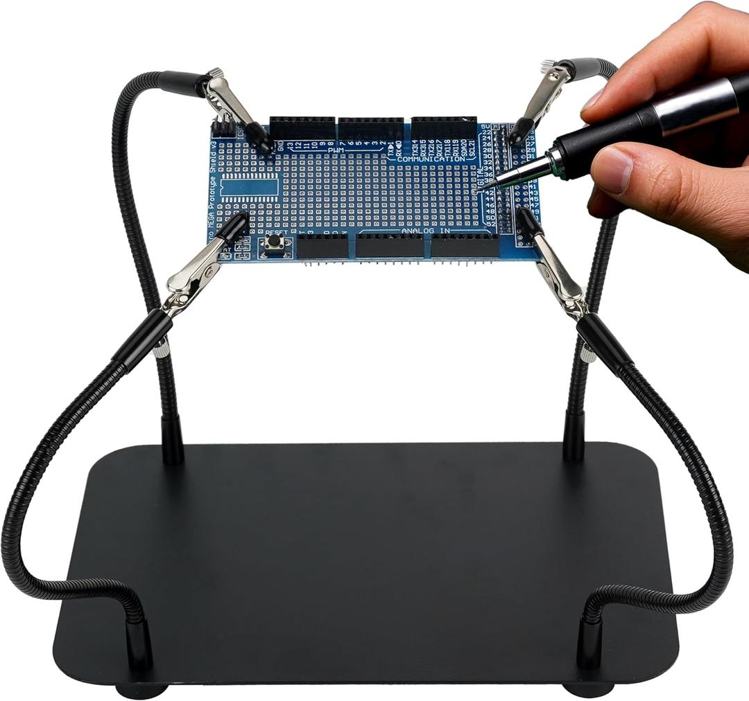 Helping Hands Soldering Station, Holding Fixture Station, Soldering Kit, Third Hand Soldering Tool 4 Flexible Arms Helping Hands for Electronic Repair Soldering, Jewelry Crafts.