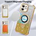 KANGHAR for iPhone 12 Case, Support for MagSafe [Four Corner Cushion Series] Kickstand Electroplate Edge Shockproof Durable Full Body Protection for Girls Women -Gold