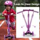 3 Wheel Scooter for Kids Ages 6-12,Kids Scooter with Light Up Wheels, Sturdy Deck Design, and 4 Height Adjustable Suitable for Kid Ages 3-12 Grape