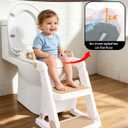 Potty Training Seat, Primlect Upgrade Toddler Toilet Seat for Kids Boys Girls, 2 in 1 Potty Training Toilet with Step Stool, Adjustable Seat and Ladder, Non-Slip Pad, Splash Guard (M-Brown)