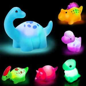 TOY Life 6 PCS Dinosaur Light Up Bath Toys for Kids Ages 4-8, No Hole Glow Bath Toys for Kids, Baby Toddler Bath-Time, Birthday Valentines Gifts for Kids Boys Girls, Ideal for Shower, Bathtub, Pool